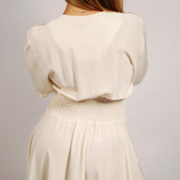 80s Goddess Dress (M) vintage ivory pleat layered medium - Picture 7 of 7